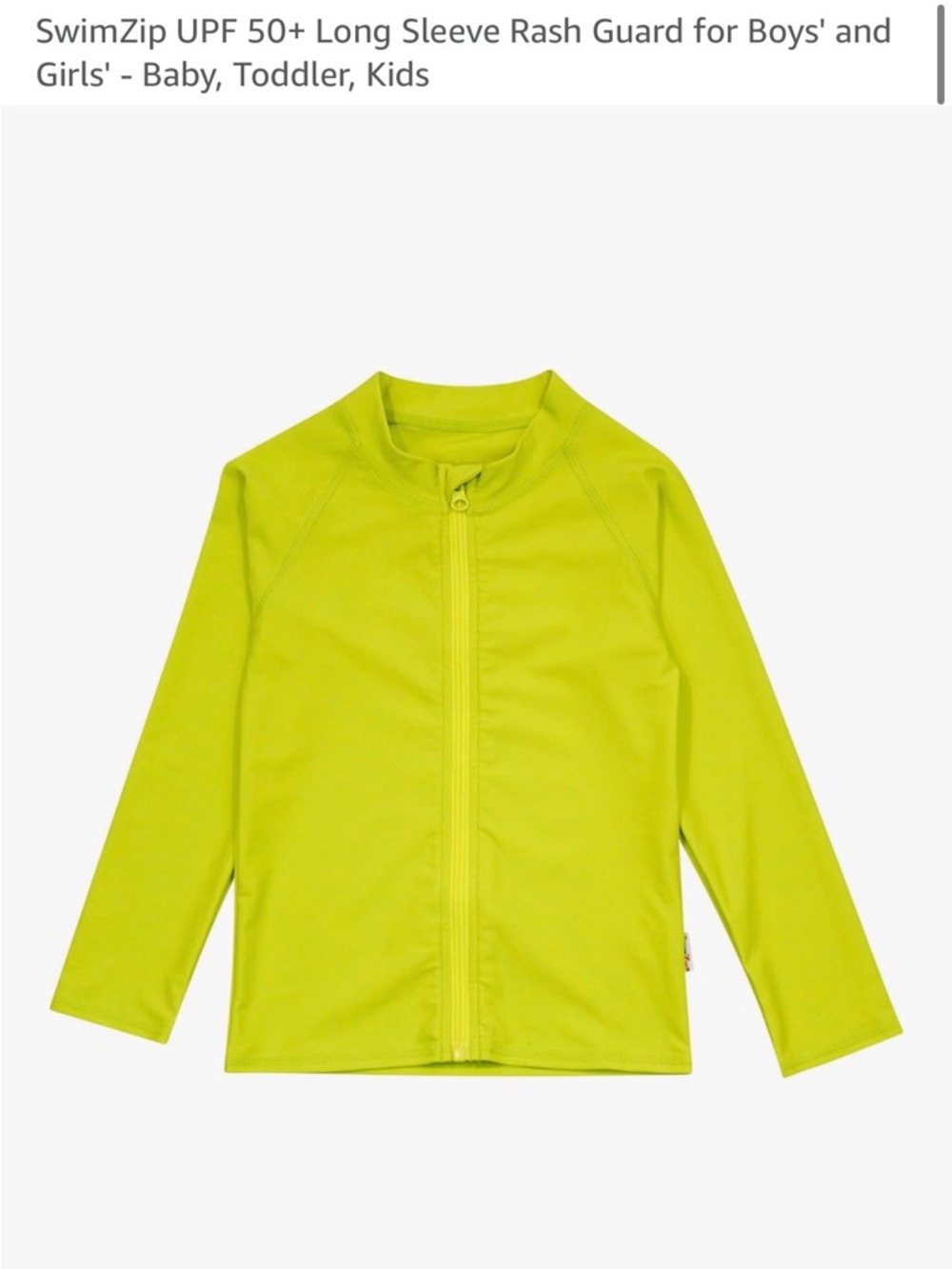SwimZip Long Sleeve UPF 50+ Rash Guard - Lime Green